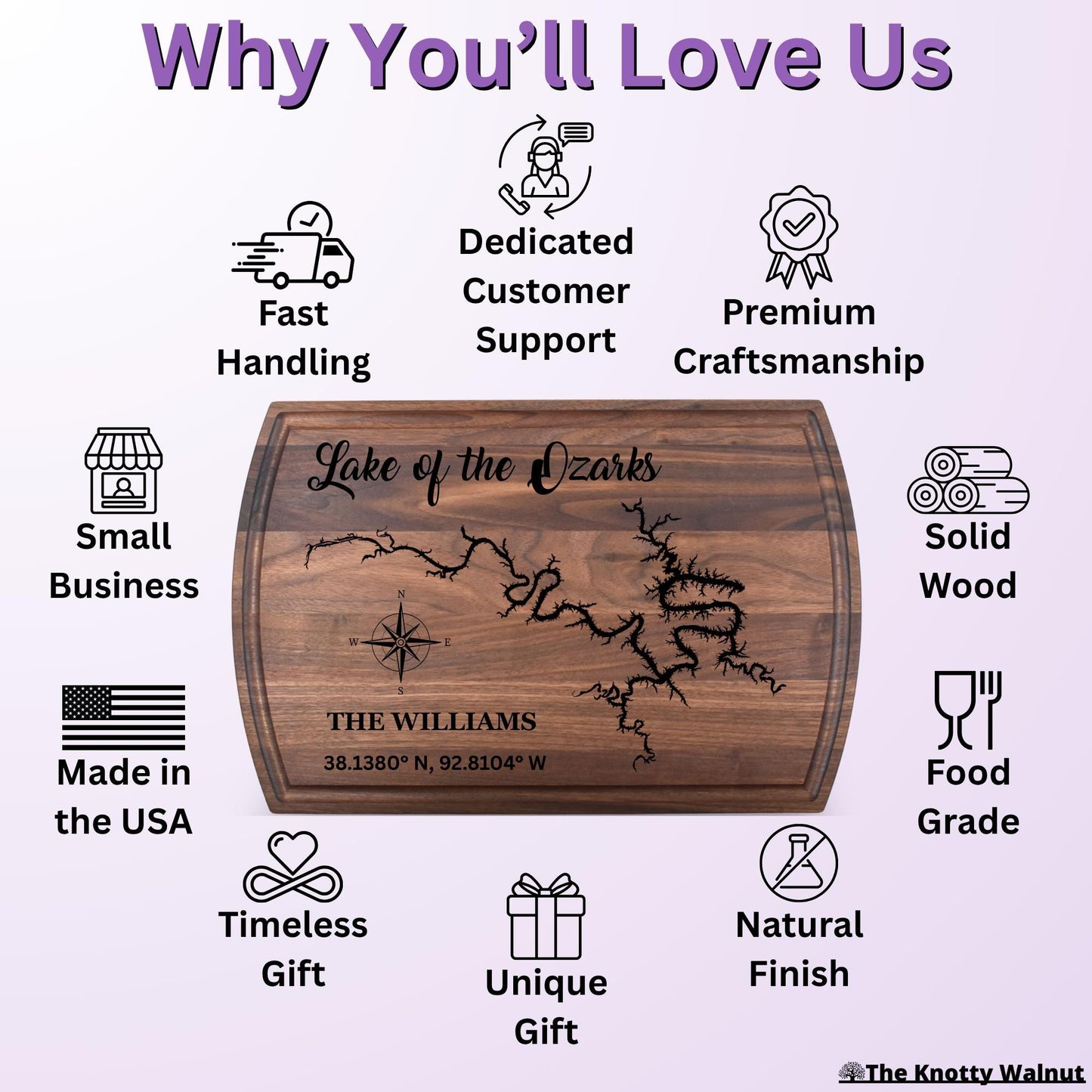 Realtor Branded Any Lake - Personalized Cutting Board & Charcuterie – Custom Engraved Wood Gift for Housewarming - Closing Gift for New Home