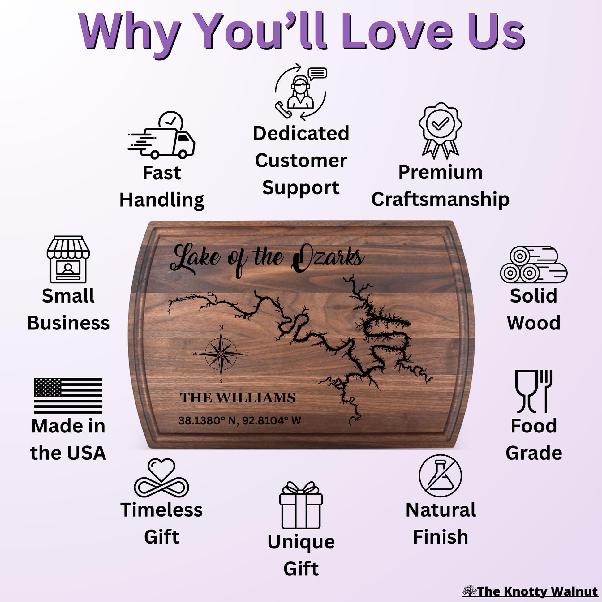 Realtor Branded Any Lake - Personalized Cutting Board & Charcuterie – Custom Engraved Wood Gift for Housewarming - Closing Gift for New Home