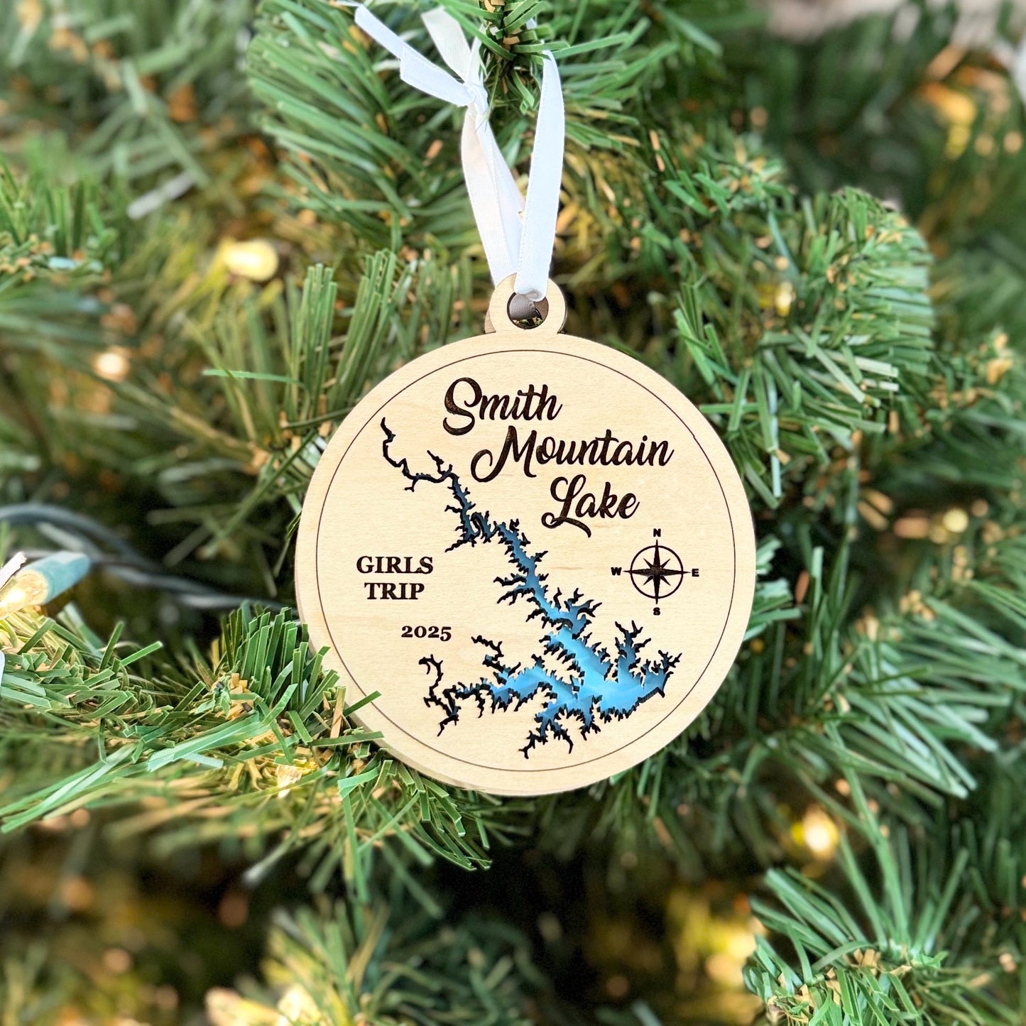 Lake Conroe or Any Lake - Personalized Ornament Gift - Lake House, Wedding, Christmas, Housewarming, Vacation Keepsake, Souvenir