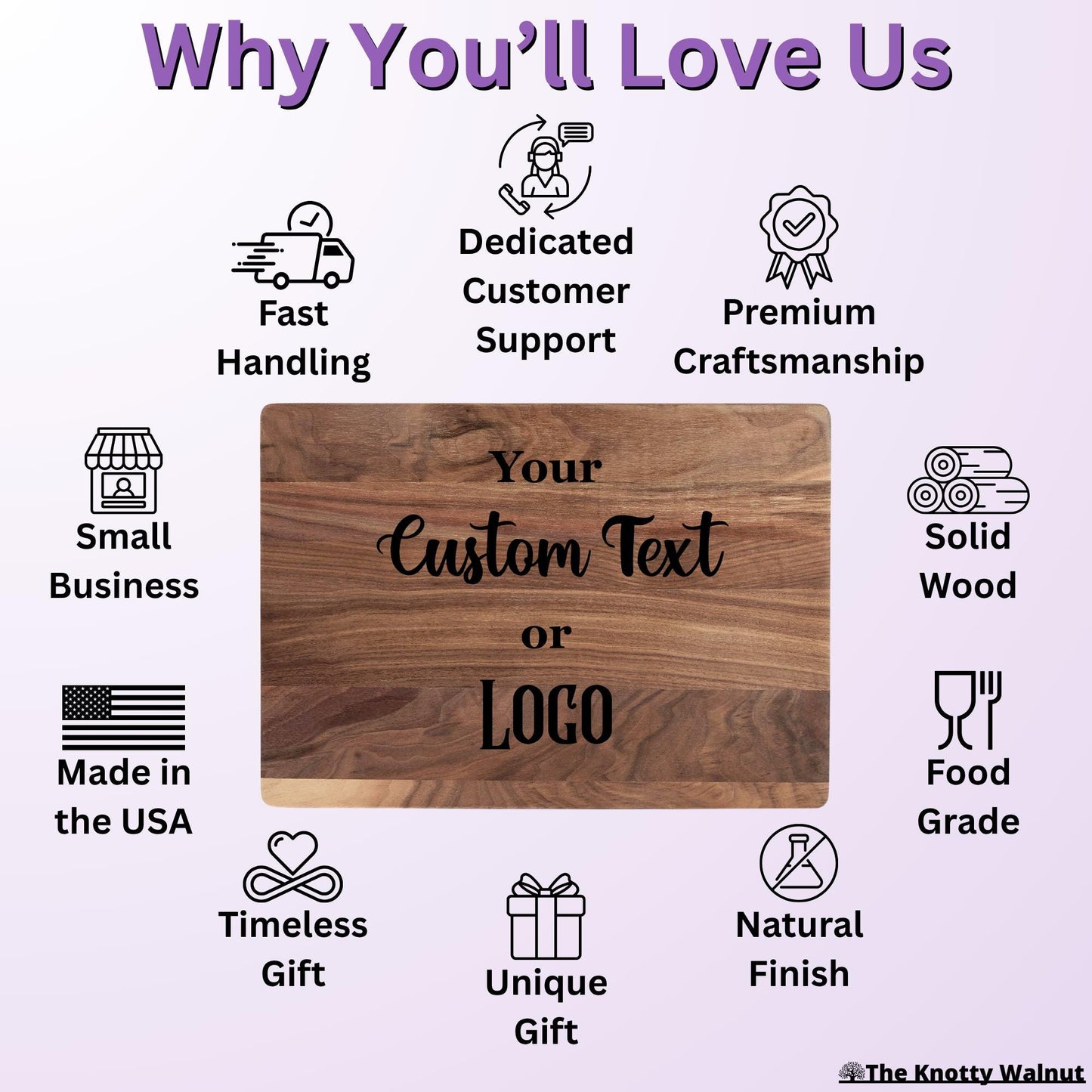 Custom Text or Logo - Personalized Cutting Board and Charcuterie Board Gift