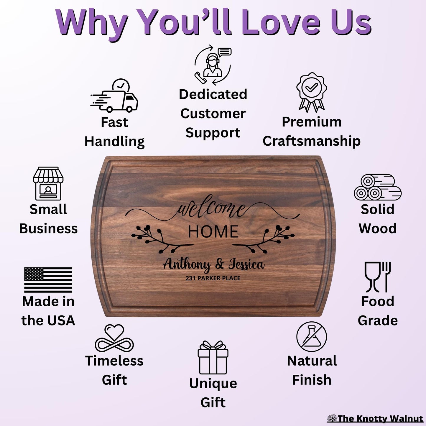 Realtor Branded Personalized Cutting Board - Custom Housewarming Gift for New Home - Engraved Gift for Homeowner Closing Gift - Thanksgiving