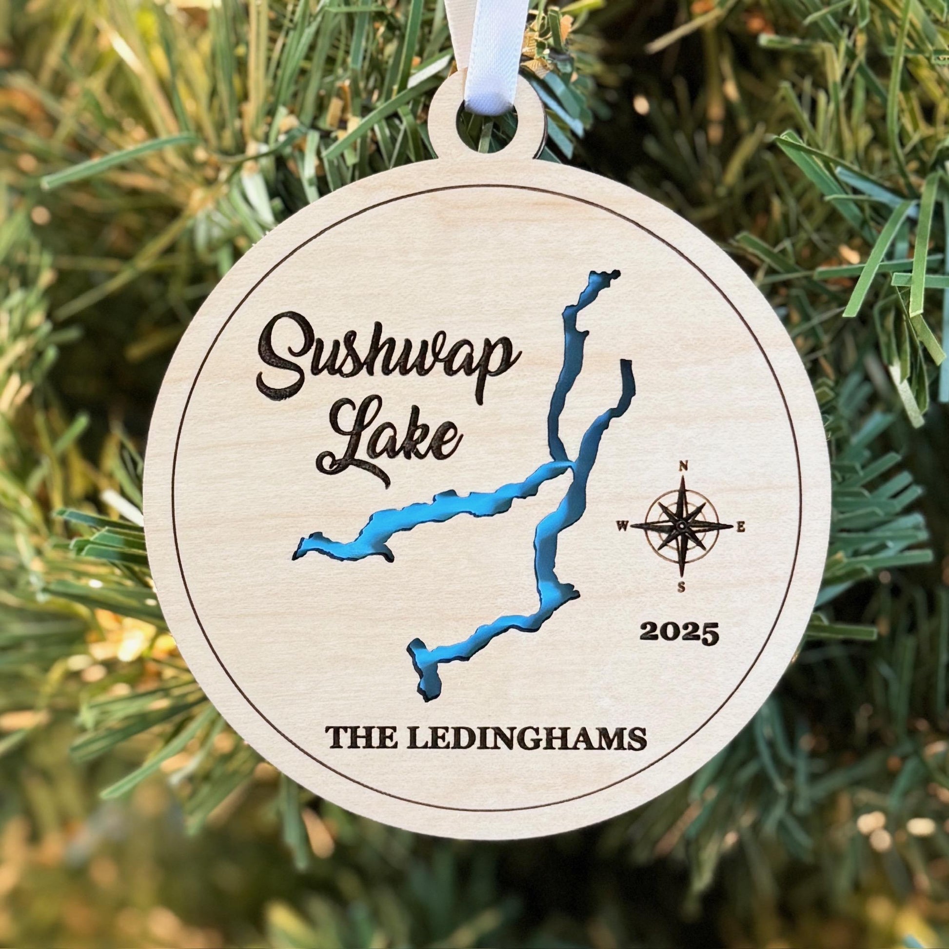 Lake Conroe or Any Lake - Personalized Ornament Gift - Lake House, Wedding, Christmas, Housewarming, Vacation Keepsake, Souvenir