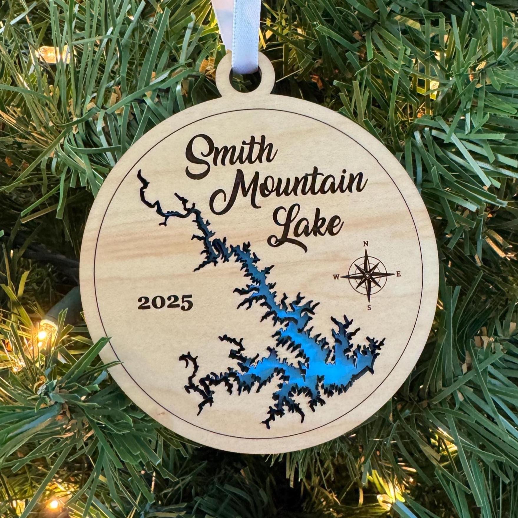 Smith Mountain Lake Personalized Ornament - Lake House Custom Gift - Christmas, Vacation, Wedding, Housewarming
