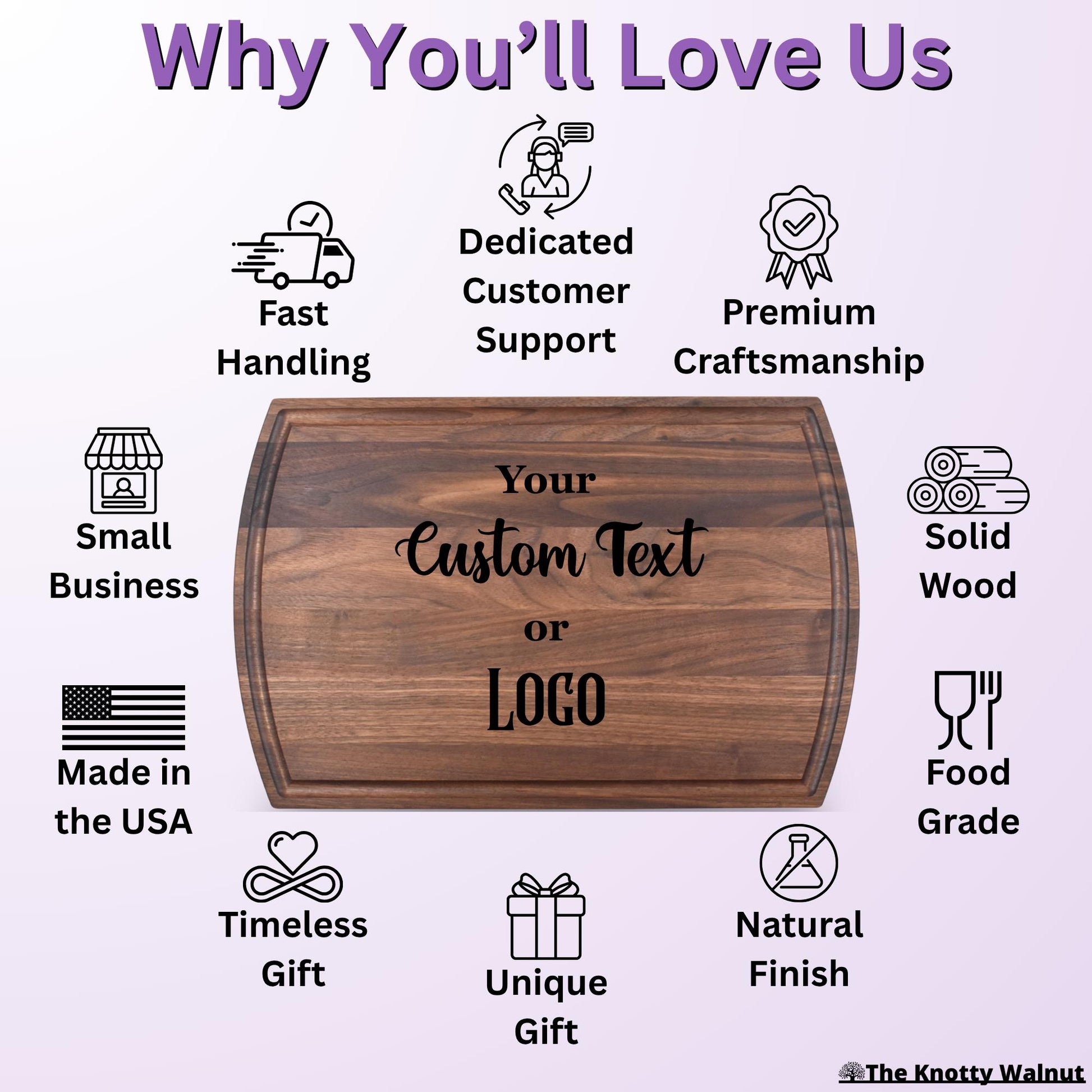 Custom Text or Logo - Personalized Cutting Board and Charcuterie Board Gift