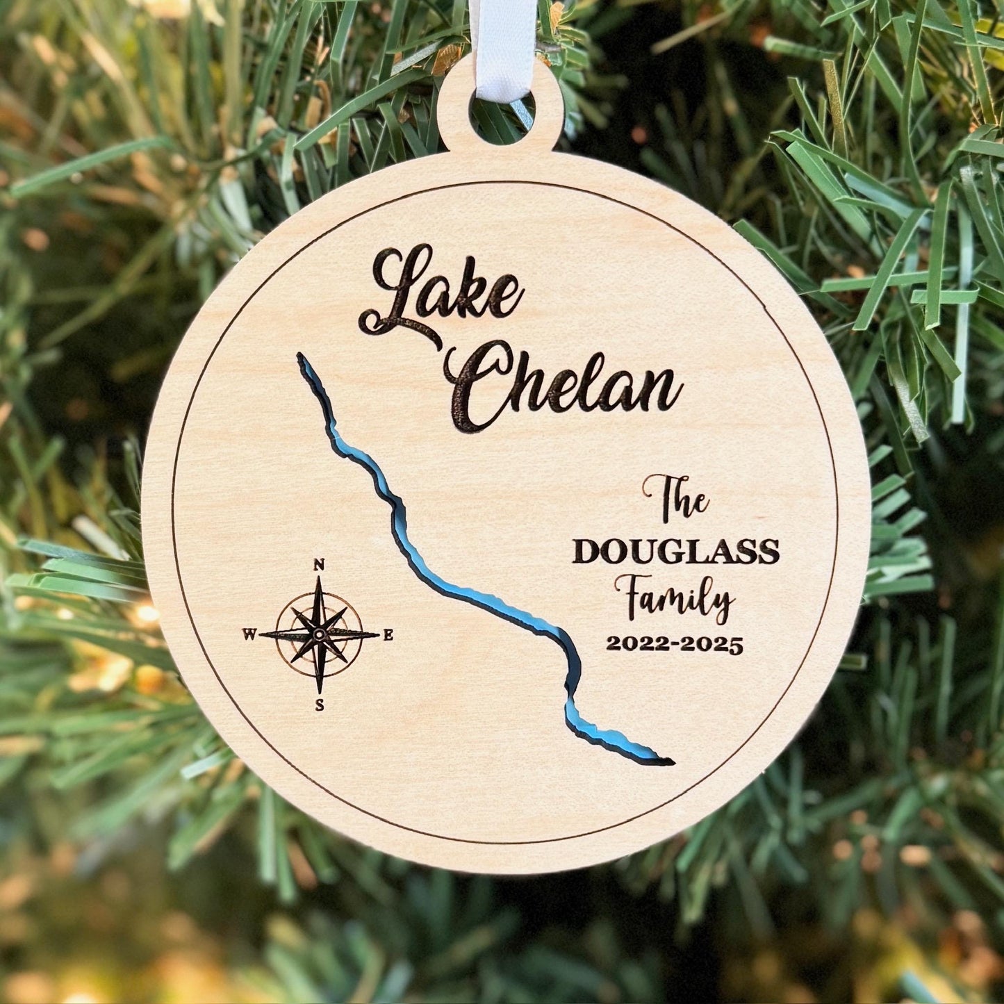 Lake Conroe or Any Lake - Personalized Ornament Gift - Lake House, Wedding, Christmas, Housewarming, Vacation Keepsake, Souvenir