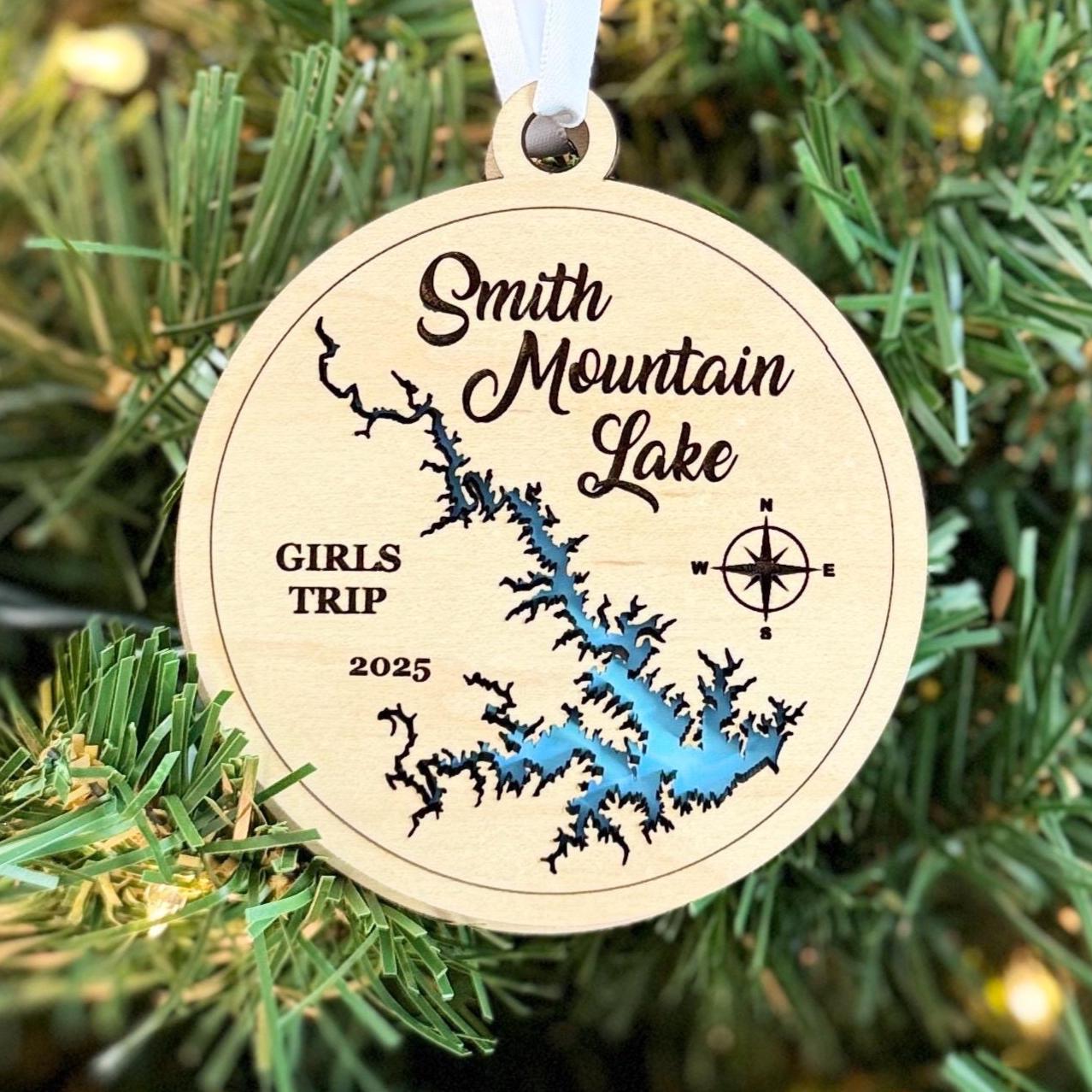 Smith Mountain Lake Personalized Ornament - Lake House Custom Gift - Christmas, Vacation, Wedding, Housewarming