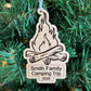 Personalized Camping Trip Family Ornament - Camp Fire - Hiking Vacation Souvenir