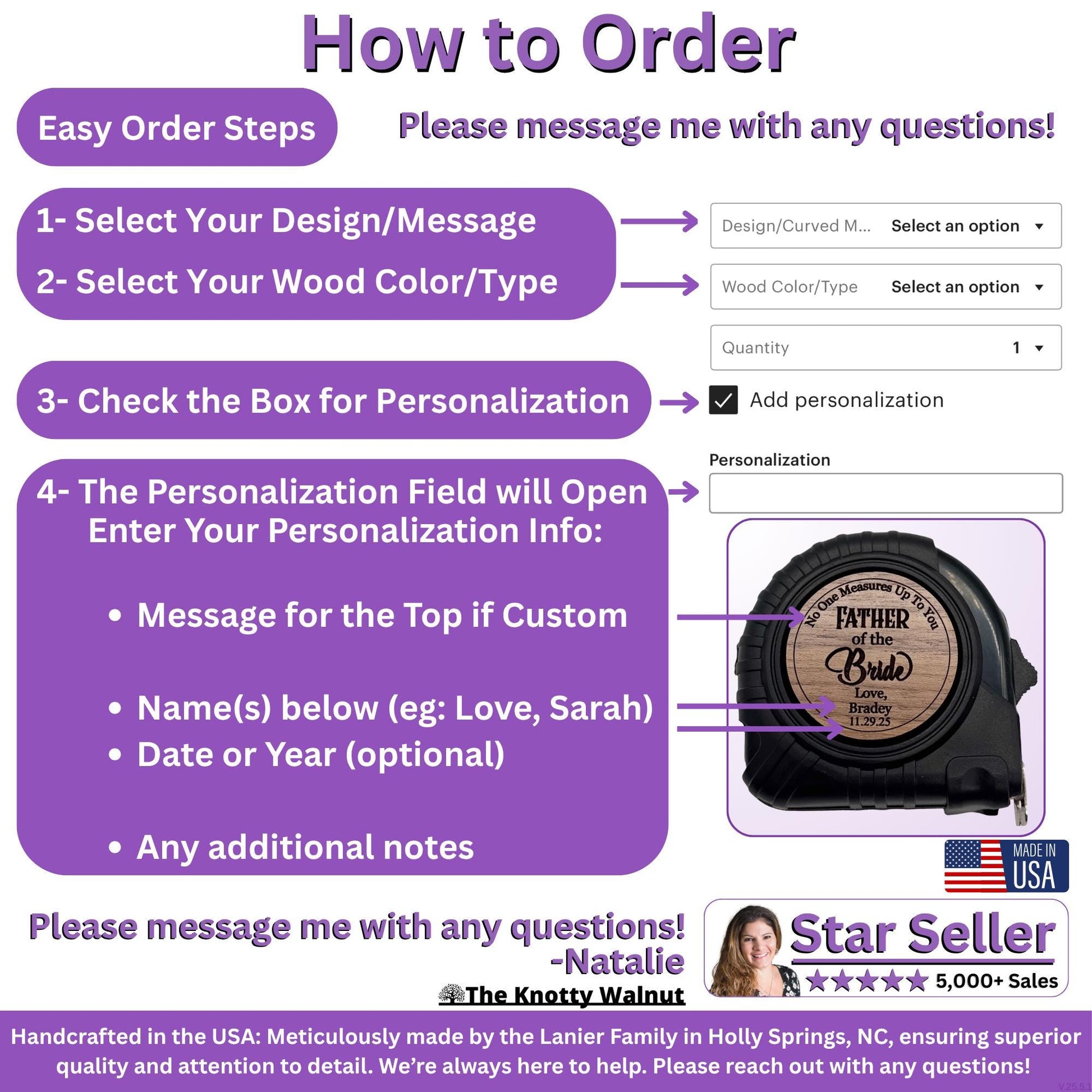 Father of the Bride Gift for Dad - Personalized Tape Measure