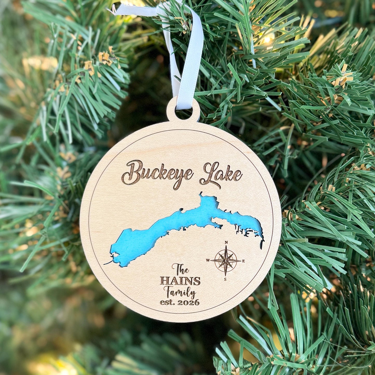Lake Conroe or Any Lake - Personalized Ornament Gift - Lake House, Wedding, Christmas, Housewarming, Vacation Keepsake, Souvenir