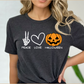 Peace Love Halloween Shirt Skeleton Halloween Shirt