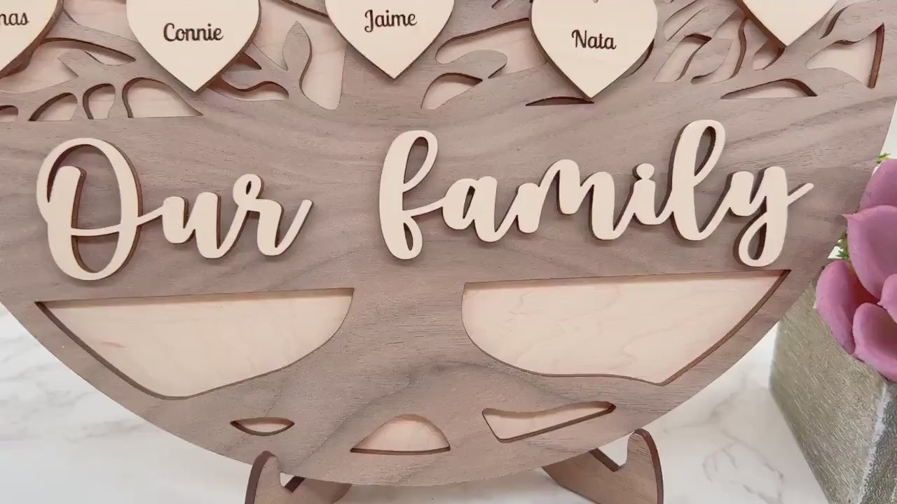 Personalized Family Tree Display Gift - Mother’s Day / Father’s Day / Grandparents Day / Mom / Dad / Birthday / Wedding / Birth Announcement