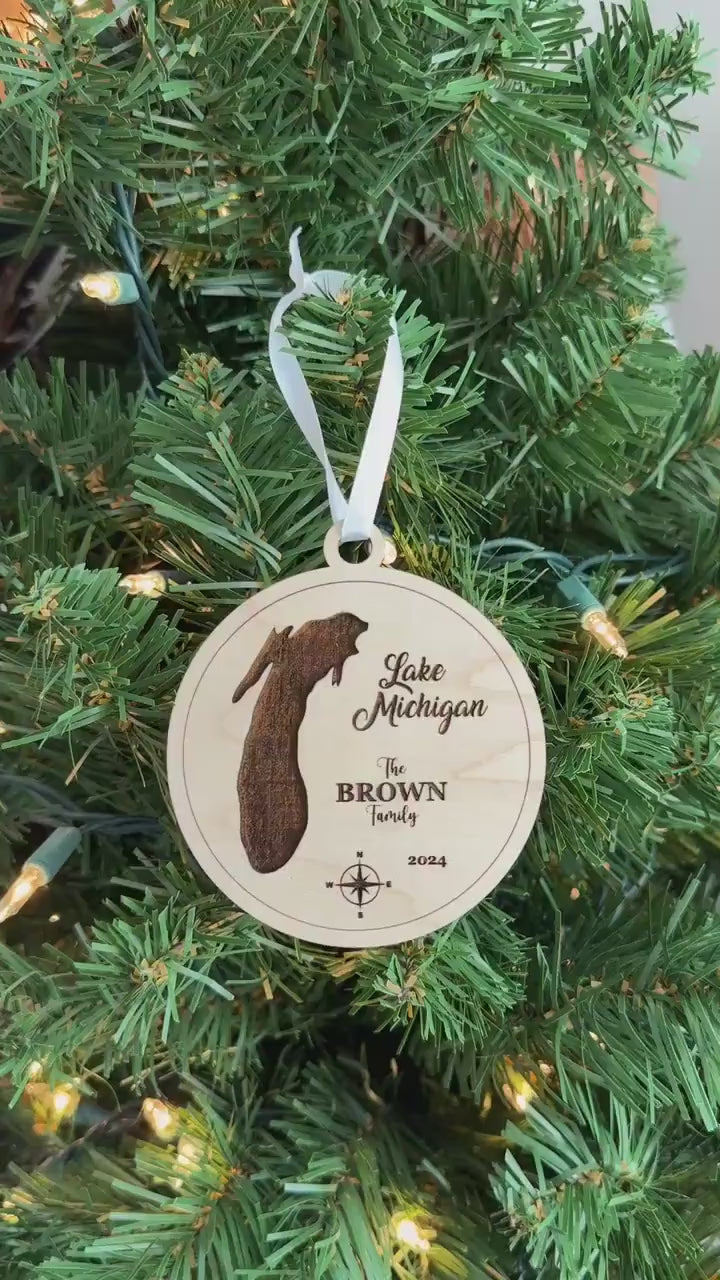 Personalized Lake Michigan Great Lakes Ornaments Christmas Gift