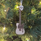 Electric Guitar Ornament with Personalized Pick Christmas Gift for Guitarist. Fender Telecaster Style Dark