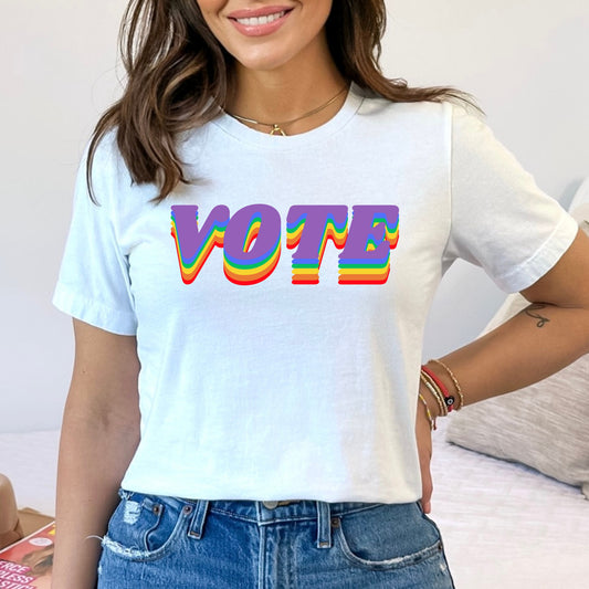 VOTE Shirt Rainbow Colors Voting Tee