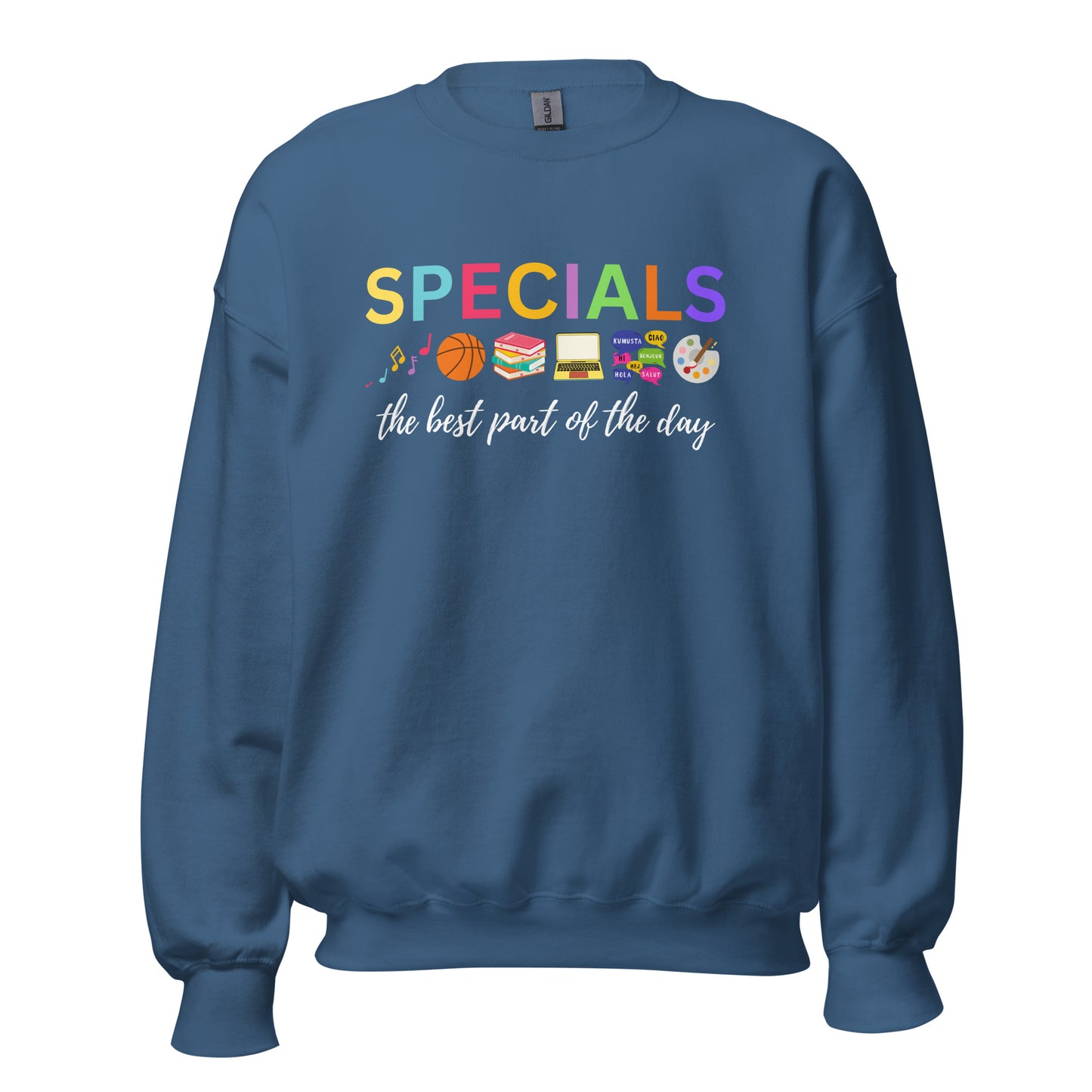 Specials Teacher Team Sweatshirt: Art, Music, PE, Library/Media, Language/Spanish, Technology