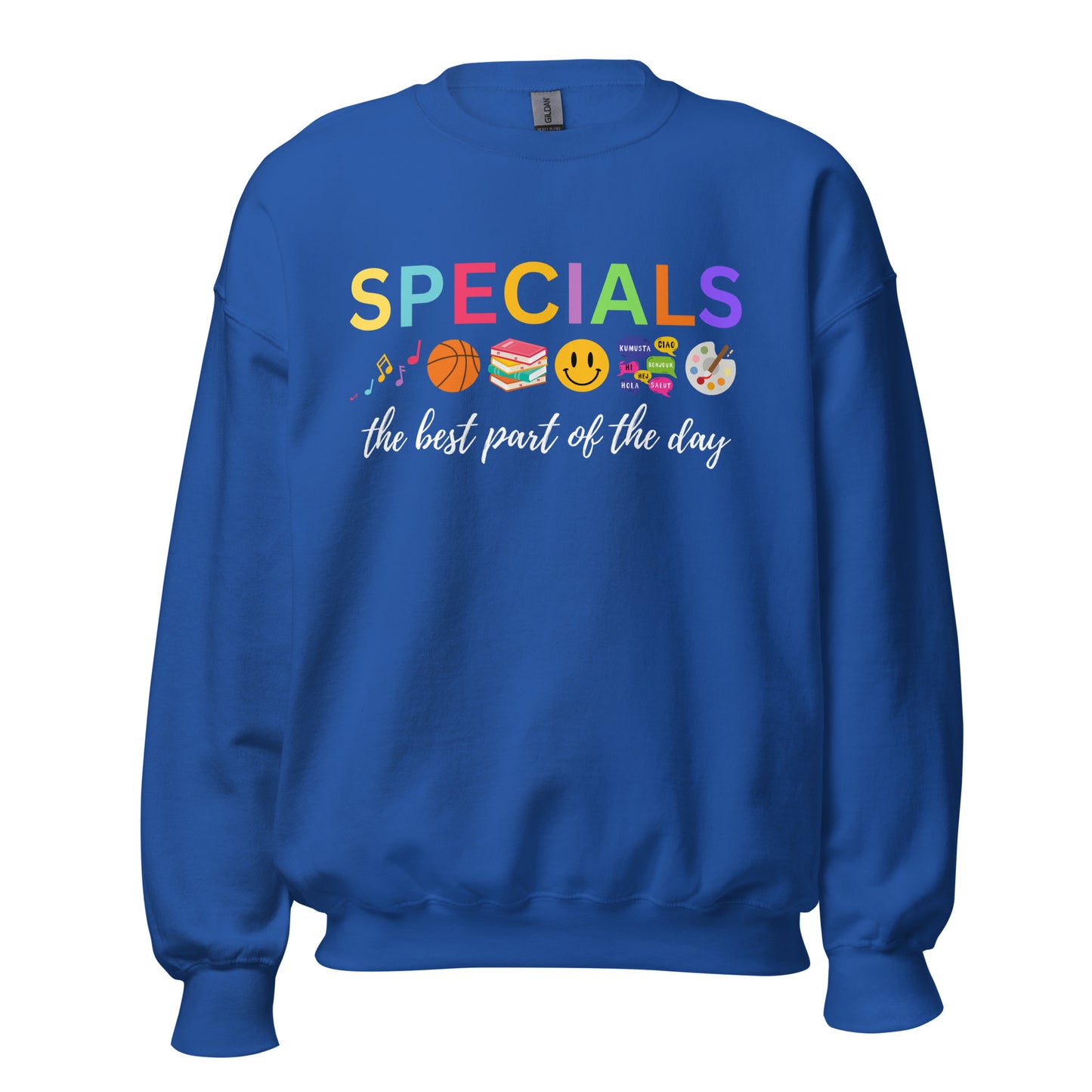 Specials Teacher Team Sweatshirt: Art, Music, PE, Library/Media, Language/Spanish, Counselor