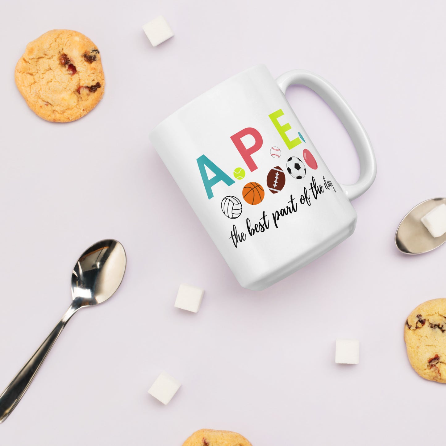 Adapted Physical Education Mug, White A.P.E. Coffee Cup, Teacher Gift