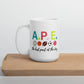 Adapted Physical Education Mug, White A.P.E. Coffee Cup, Teacher Gift