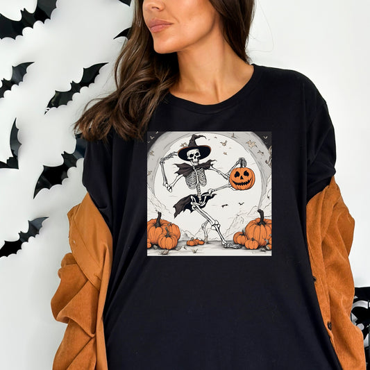 Skeleton Shirt Halloween Tee Skeleton Witch Pumpkin Shirt