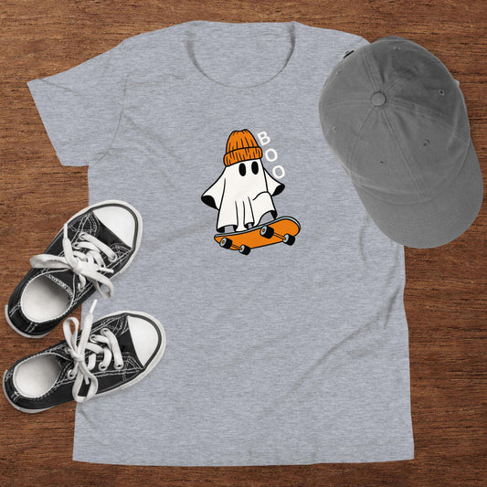 Ghost Riding Skateboard Shirt, Halloween Kids Tee