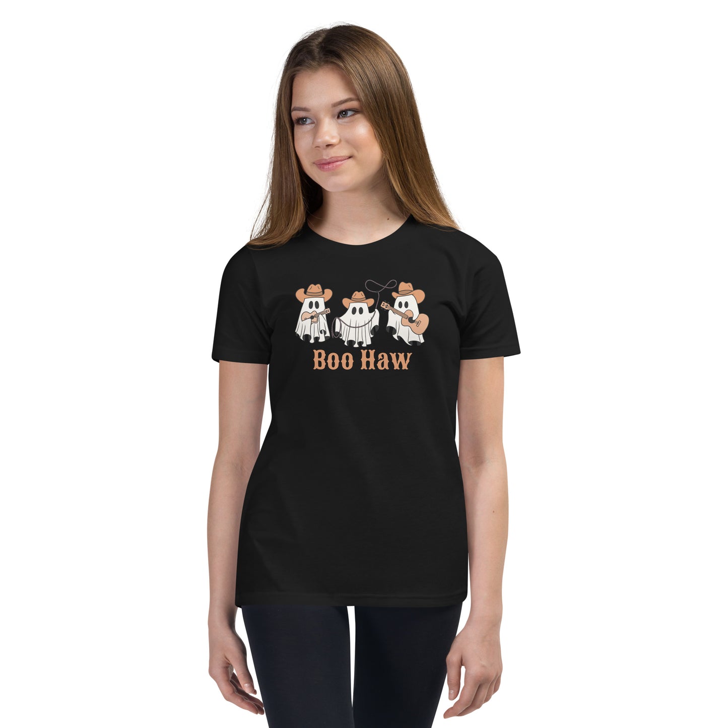 Boo Haw Kids Shirt, Ghost with Cowboy Hat, Western Ghost Tee