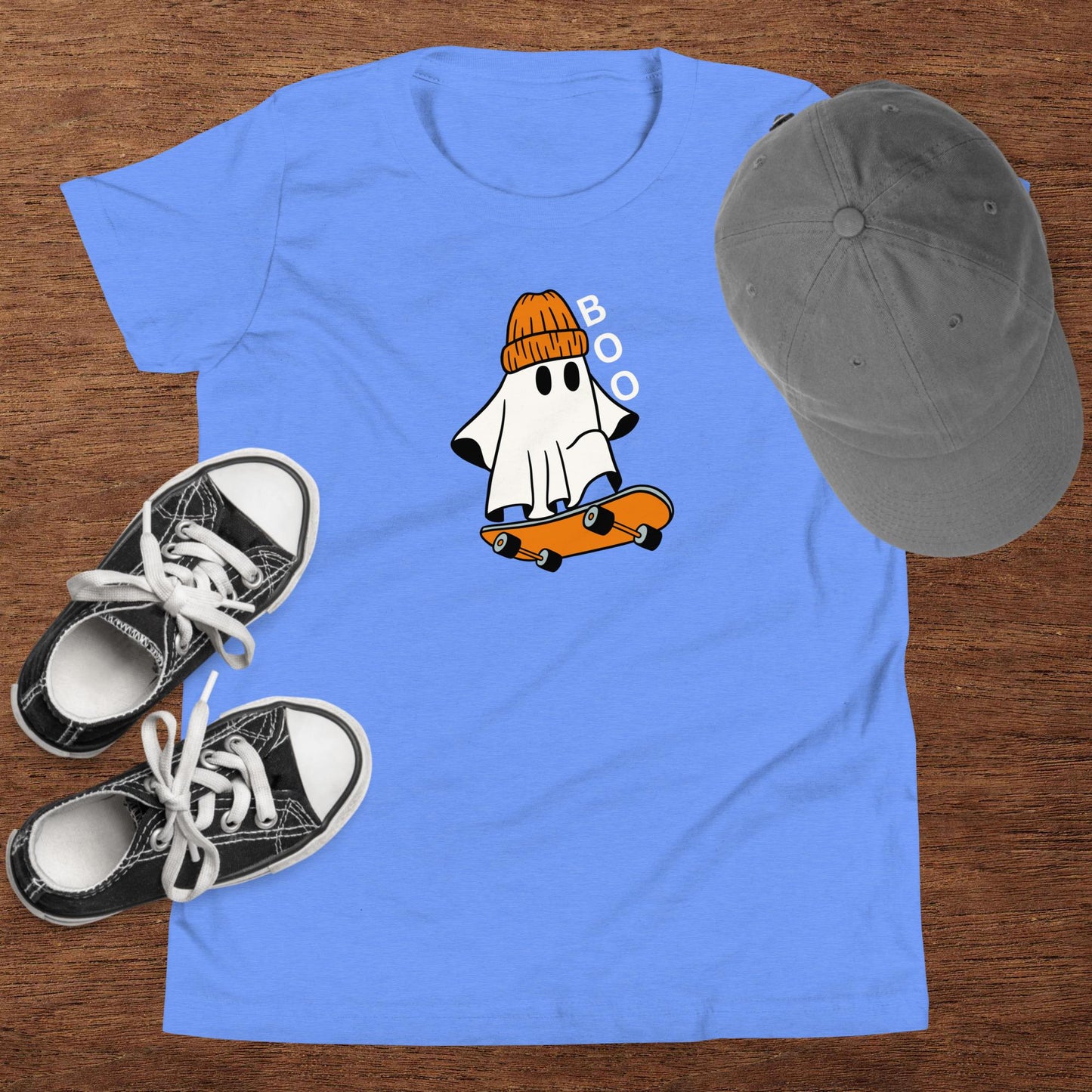 Ghost Riding Skateboard Shirt, Halloween Kids Tee