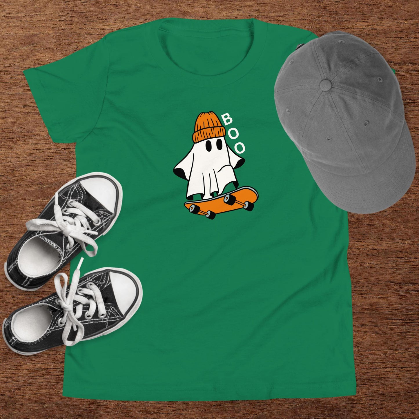 Ghost Riding Skateboard Shirt, Halloween Kids Tee