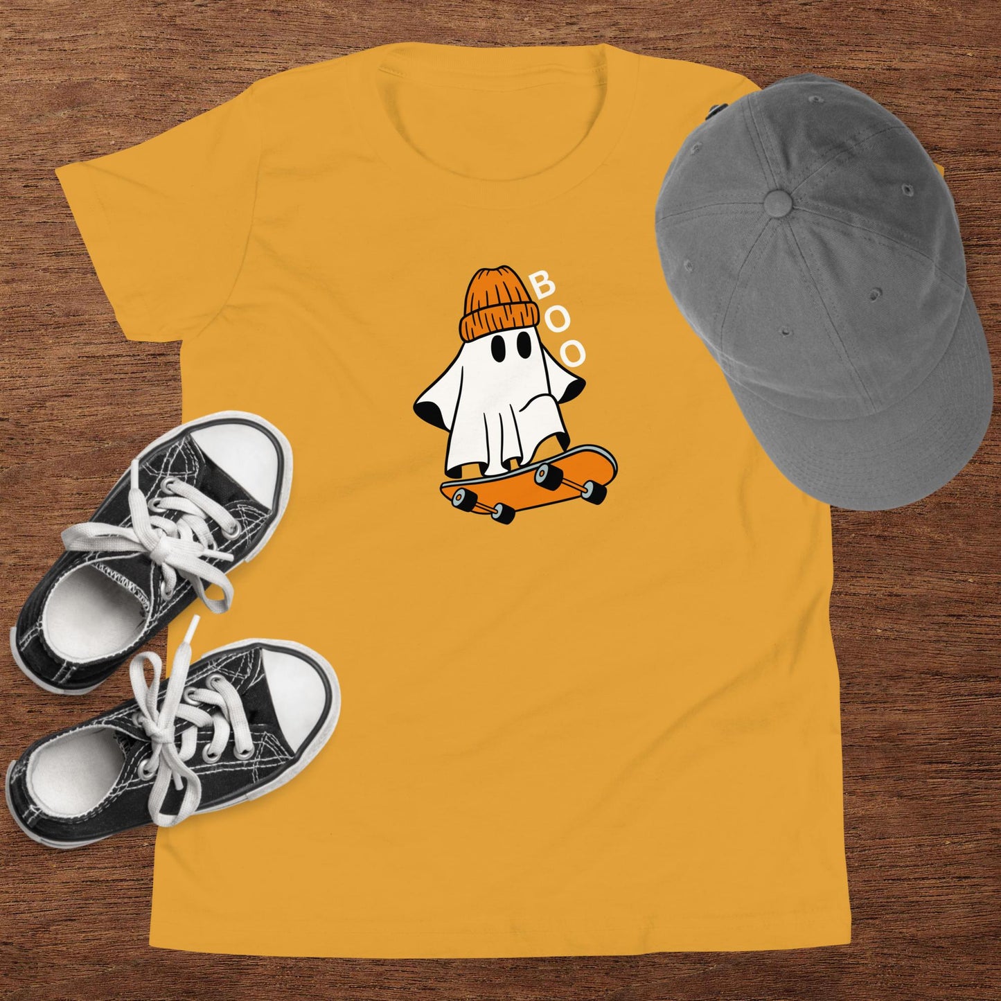 Ghost Riding Skateboard Shirt, Halloween Kids Tee