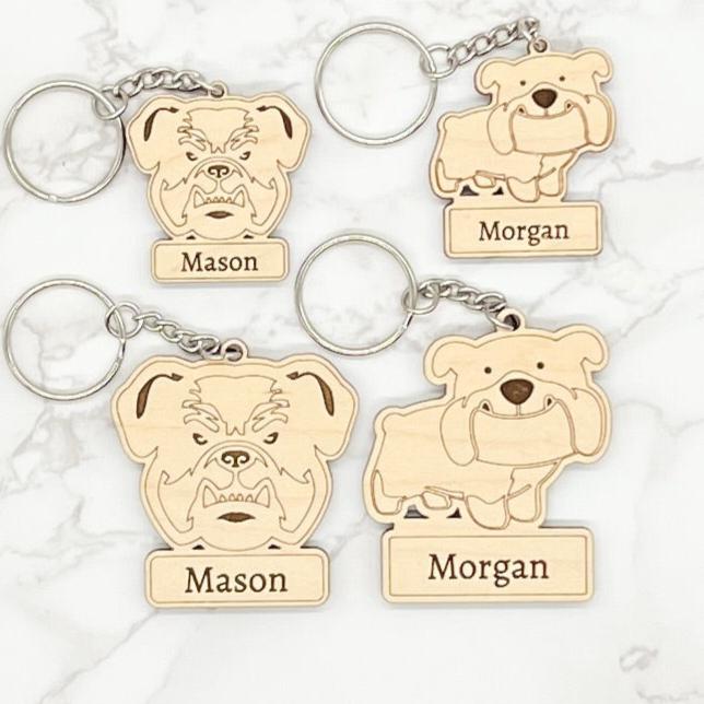 Personalized Bulldog Bag tags / Keychains