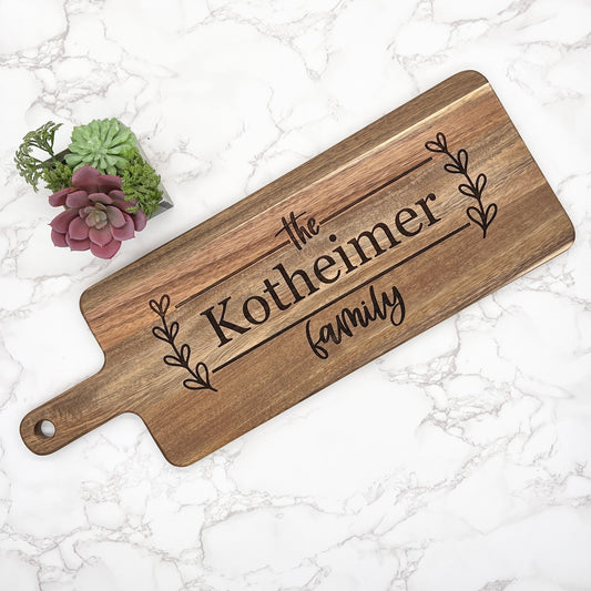 Personalized Cutting Boards and Charcuterie - B-1: 7.25" x 20.5" Acacia - Horizontal