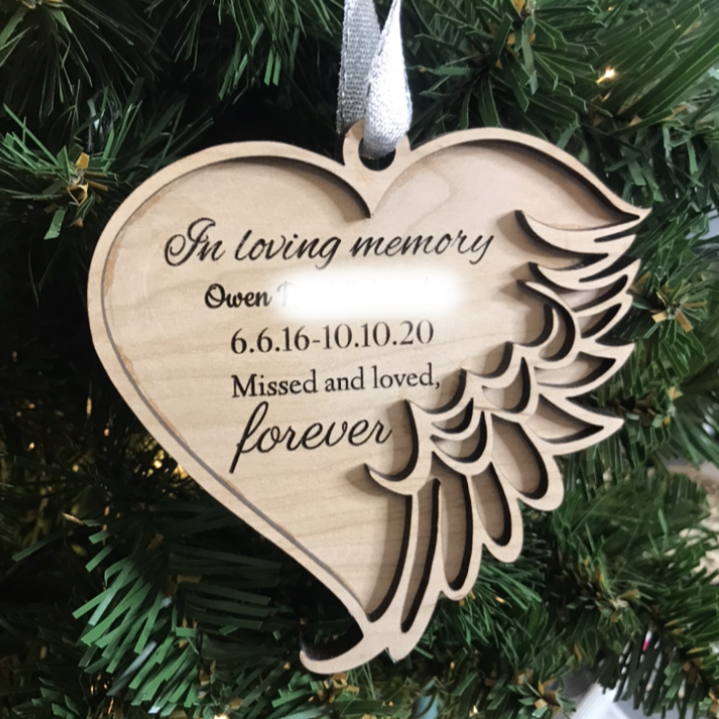 Personalized Angel Heart Remembrance Ornament