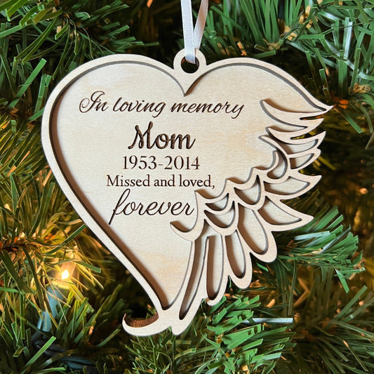 Personalized Angel Heart Remembrance Ornament