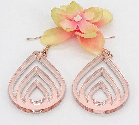 Rose Gold Mirrored Acrylic Chandelier Earrings