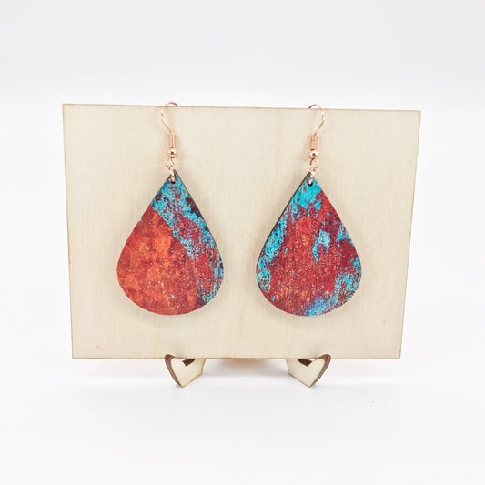 Copper Turquoise Teardrop Earrings