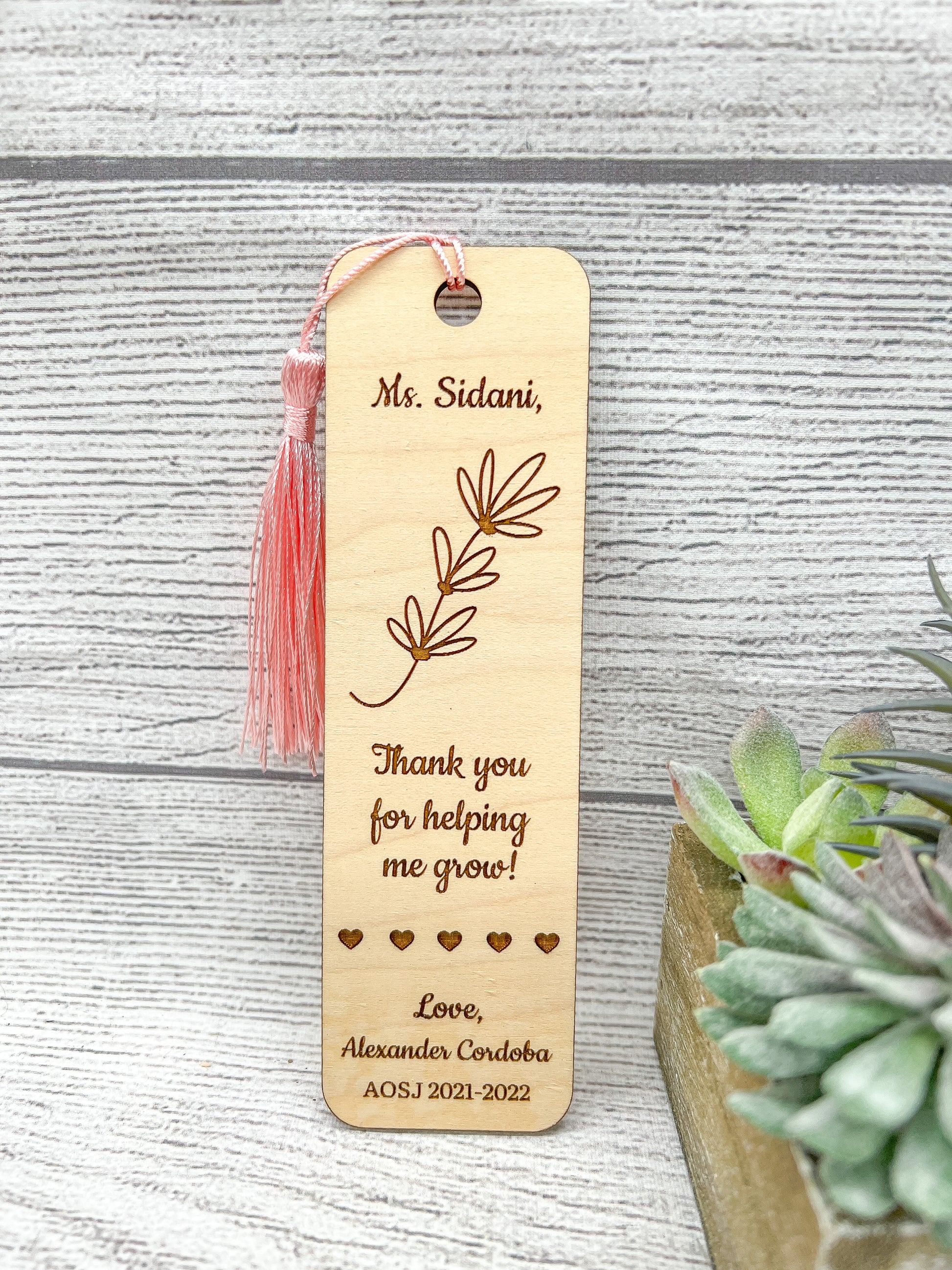 Teacher Personalized Thank You Wooden Bookmark - Gifts for