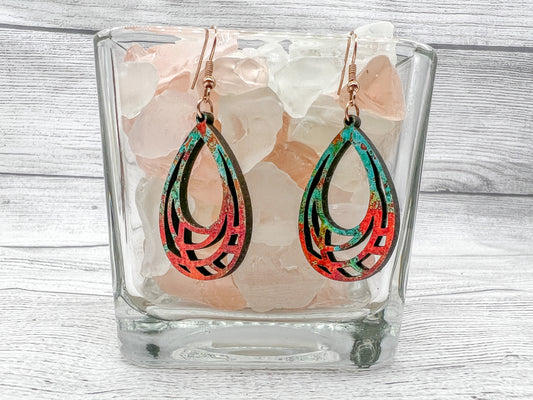 Copper Turquoise Teardrop Earrings