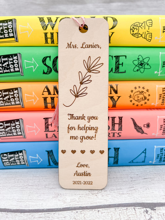 Thank you for helping me grow bookmark / Teacher Appreciation Gift / Mother's Day / Father's Day