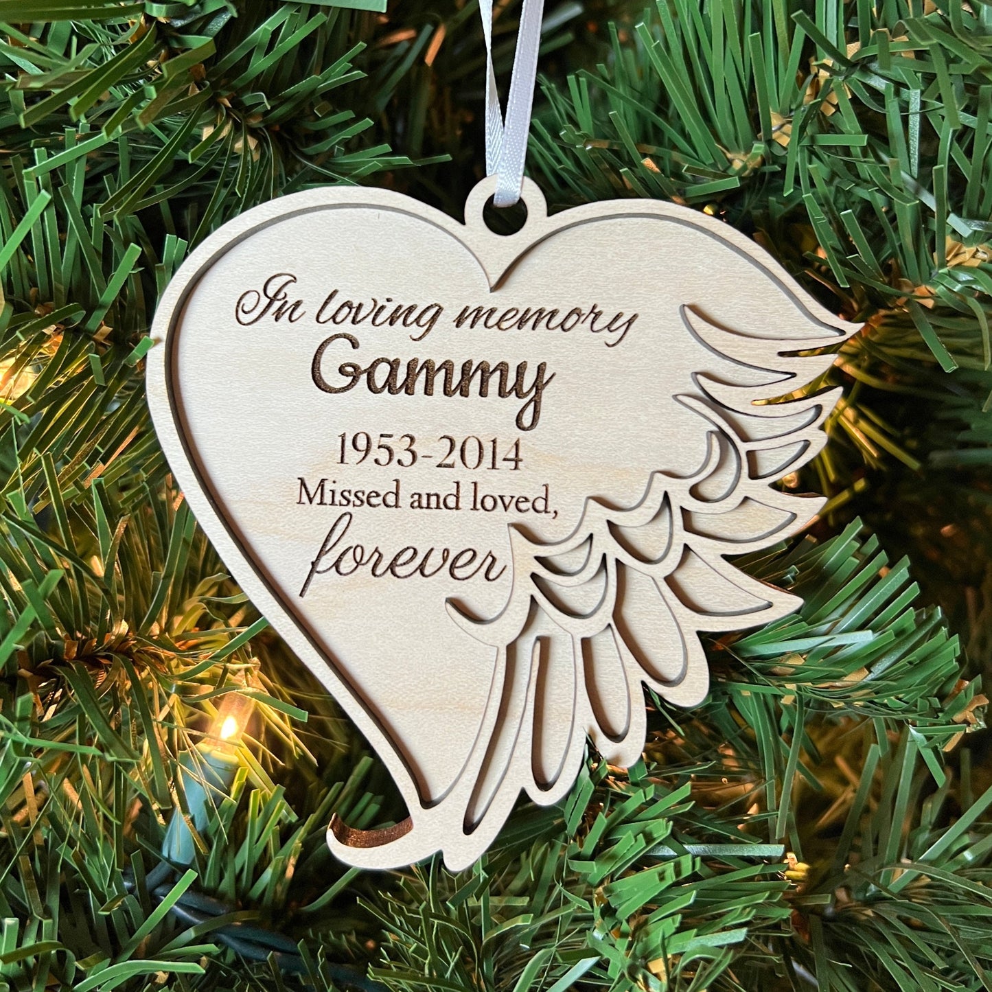 Personalized Angel Heart Remembrance Ornament