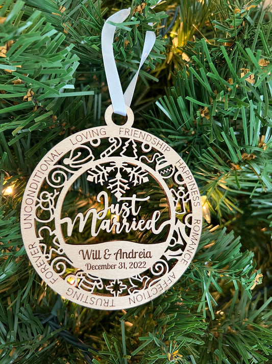 Personalized Just Married Ornament