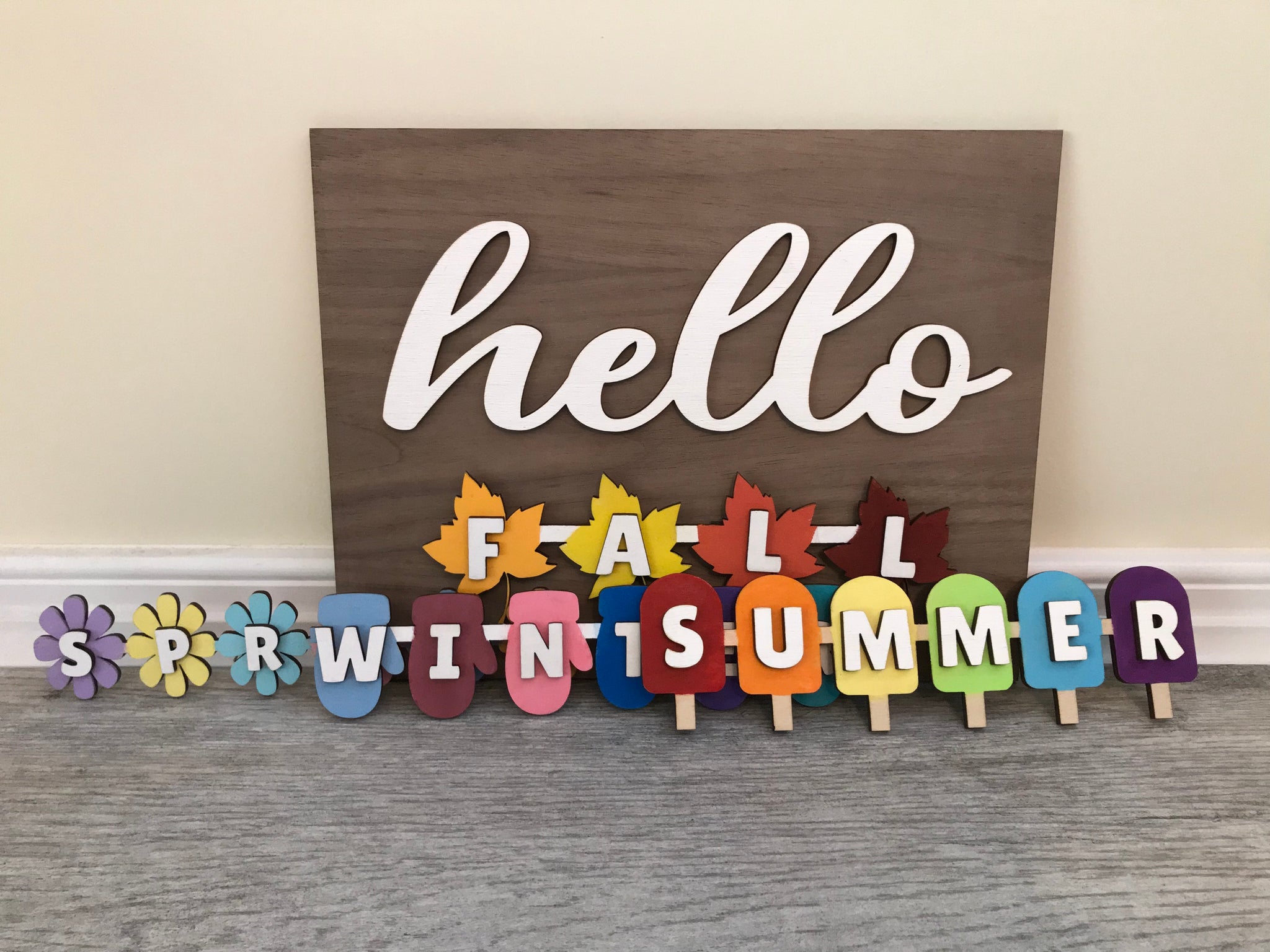 Hello Summer / Hello Fall / Hello Spring / Hello Winter Interchangeabl ...