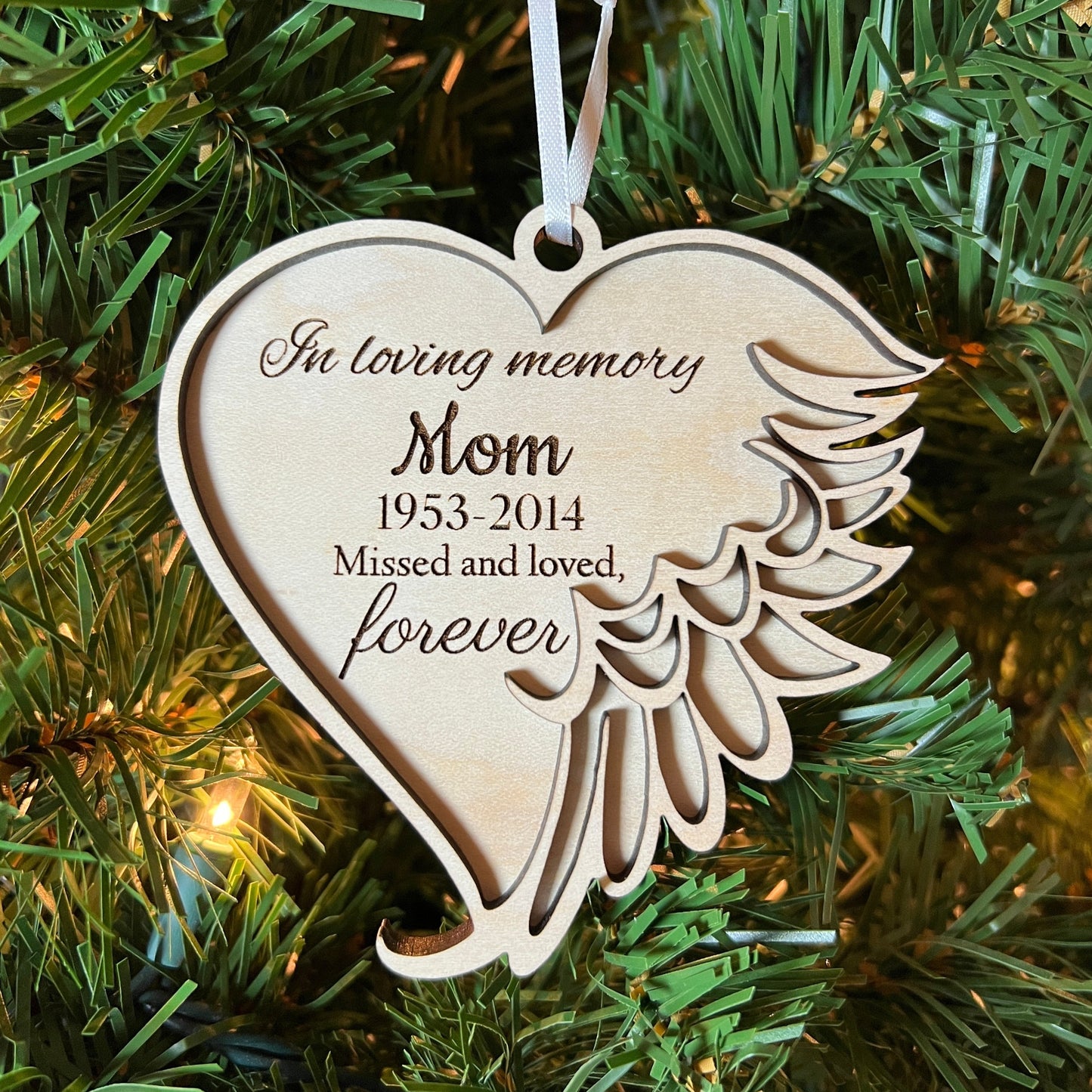 Personalized Angel Heart Remembrance Ornament