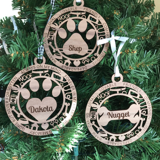 Personalized Dog Ornament / Paw Print Ornament / Memorial Dog Ornament