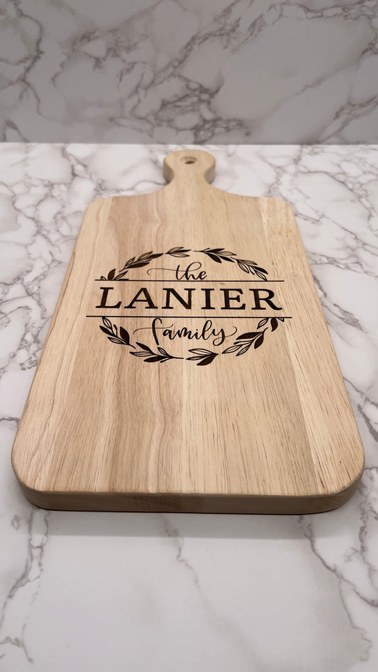 Personalized Cutting Boards and Charcuterie - B-2:  8" x 18" Rubberwood
