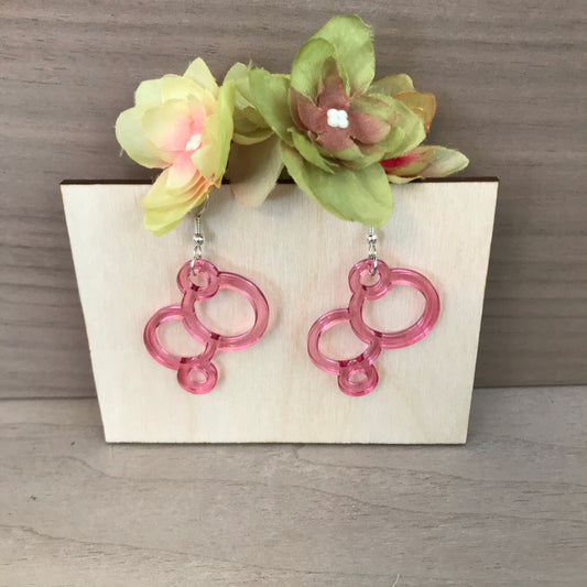 Pink Earrings / Bubble Earrings / Pink Dangling Earrings / Acrylic Earrings