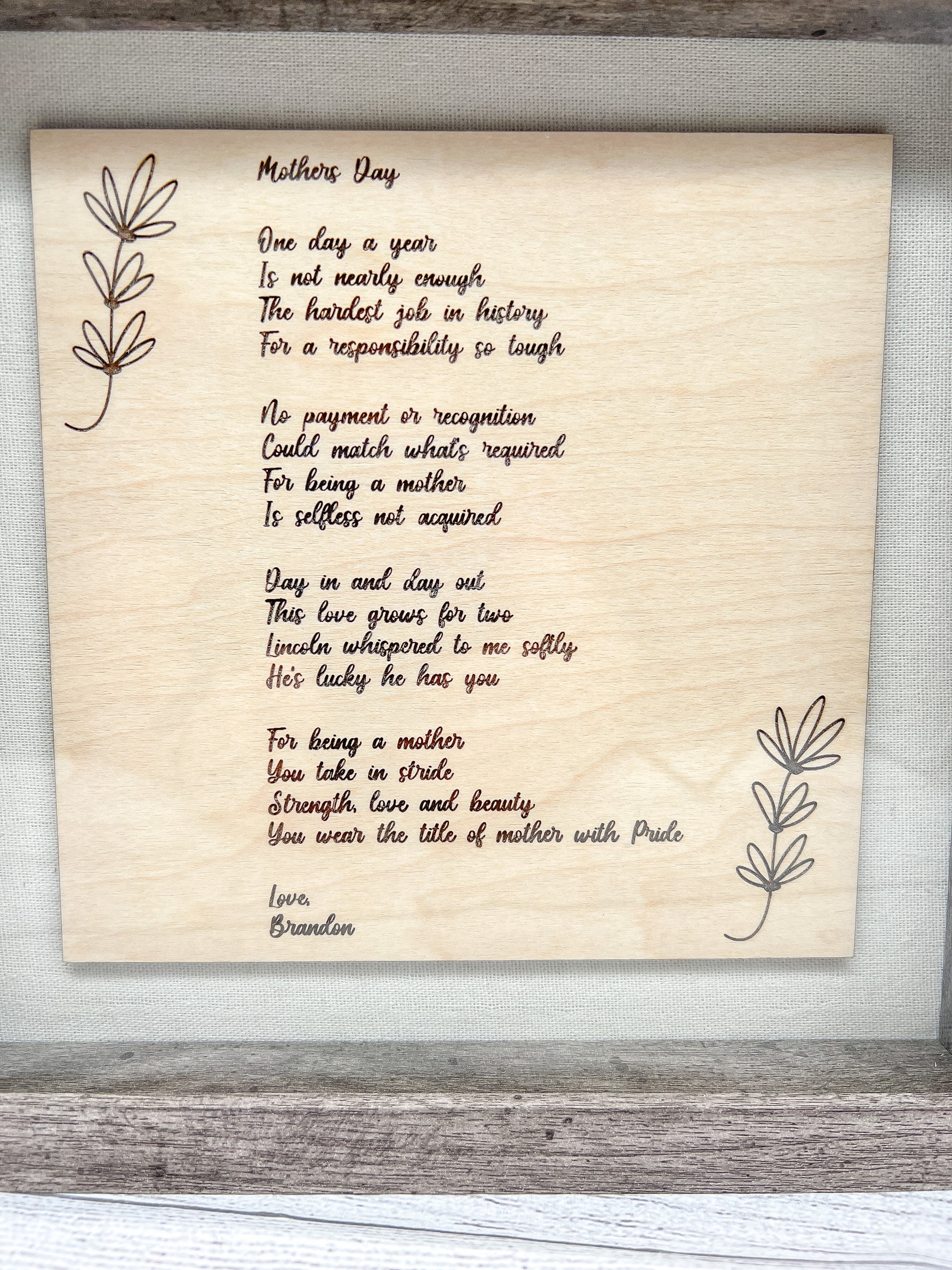 Shadow Box Frame with Personalized Poem / Note – The Knotty Walnut