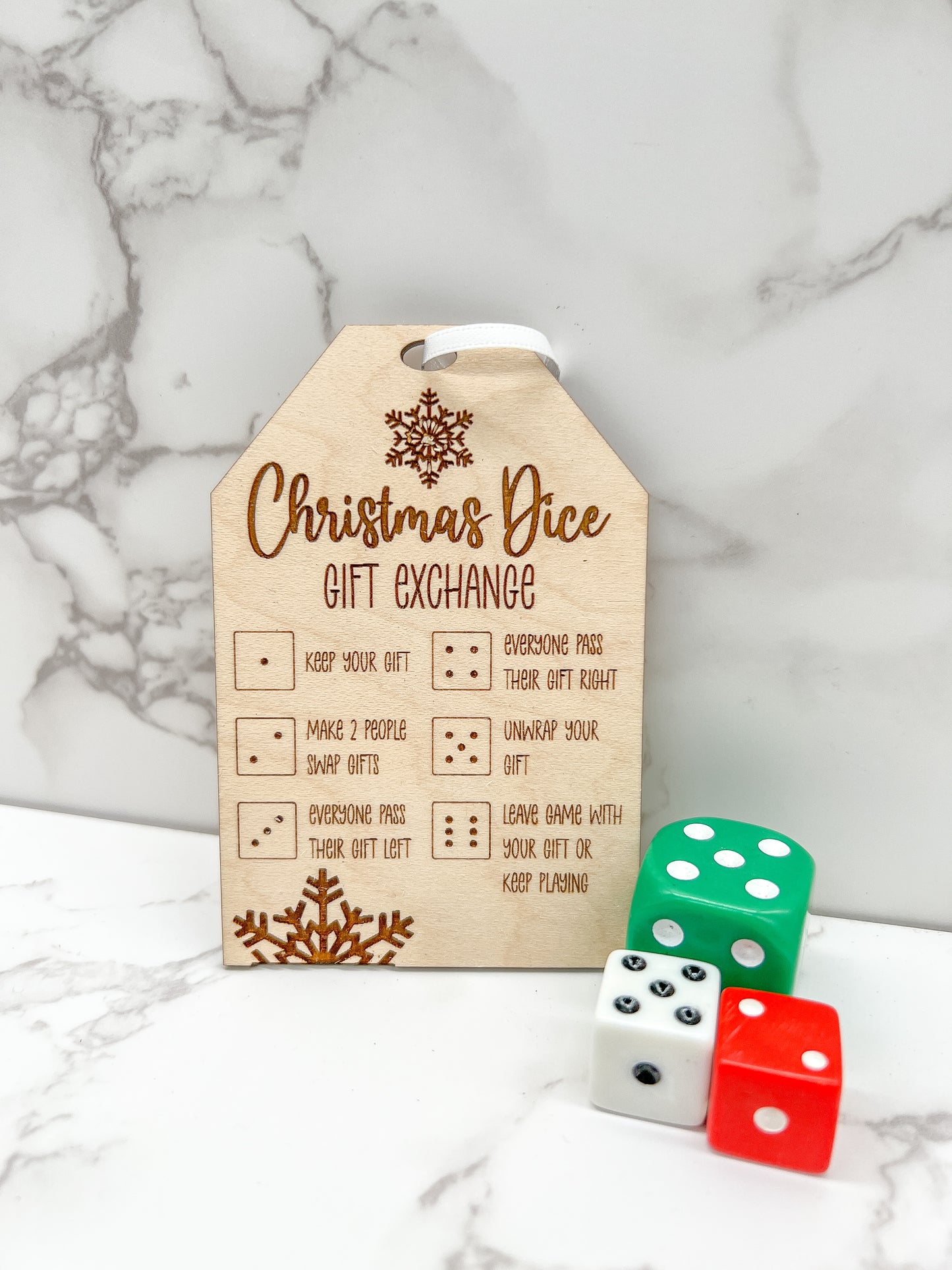 Christmas Dice Gift Exchange Ornament with Free Die