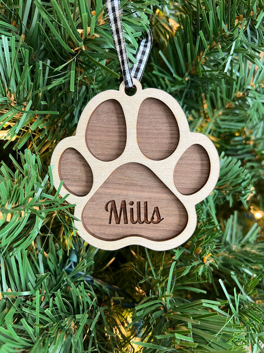 Personalized Pet Ornament / Paw Print Ornament